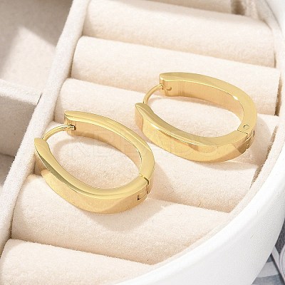 304 Stainless Steel Oval Hoop Earrings for Women EJEW-C096-66G-1