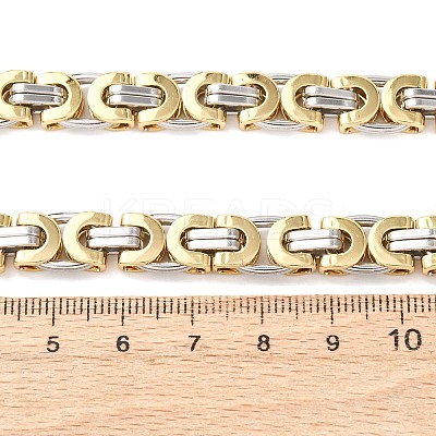 9MM Two Tone 304 Stainless Steel Byzantine Chain Necklaces for Women Men NJEW-F363-03GP-1