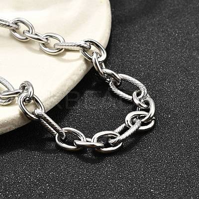 304 Stainless Steel Figaro Chains Bracelets for Men Women BJEW-R021-07P-1