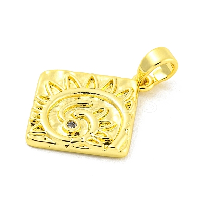 Brass Micro Pave Clear Cubic Zirconia Pendants KK-P263-04A-G-1