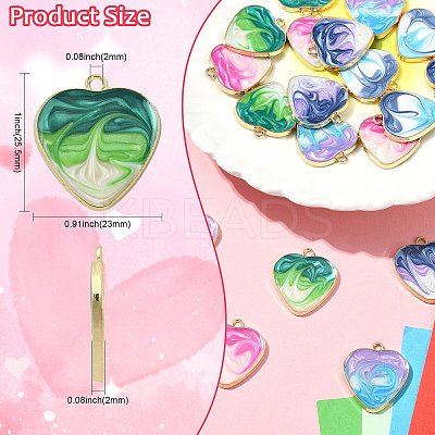 20Pcs 5 Colors Rack Plating Alloy Enamel Pendants ENAM-CJ0006-63-1