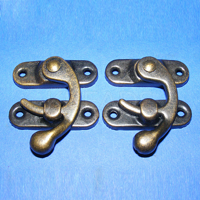 Iron Wooden Box Lock Catch Clasps IFIN-R203-92AB-1
