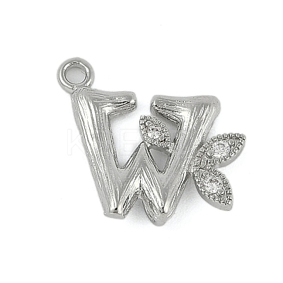 Brass Crystal Rhinestone Letter Links Connector Charms KK-S395-06P-W-1