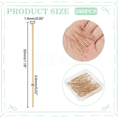 200Pcs 304 Stainless Steel Flat Head Pins STAS-UN0058-92C-G-1