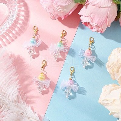 5Pcs Angel Glass & Acrylic Pendant Decorations HJEW-JM04180-02-1
