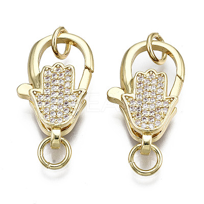 Brass Micro Pave Clear Cubic Zirconia Lobster Claw Clasps KK-Q769-031-NF-1
