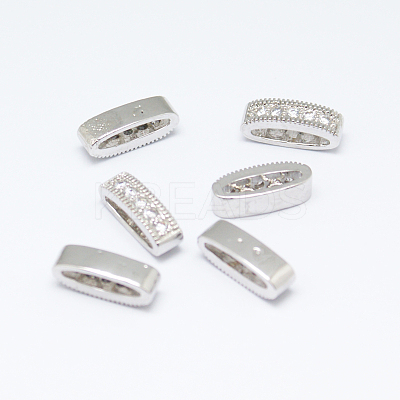 Oval Brass Micro Pave Cubic Zirconia Multi-Strand Links ZIRC-P004-09P-NR-1