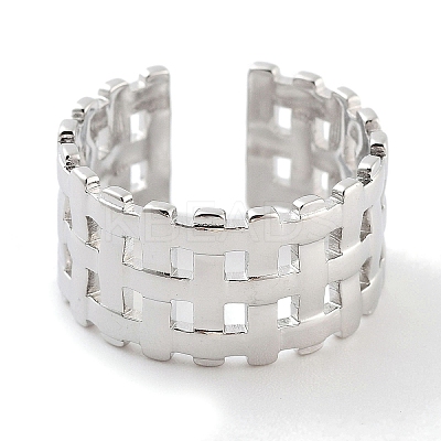 Non-Tarnish 304 Stainless Steel Net Open Cuff Rings RJEW-K273-02P-1