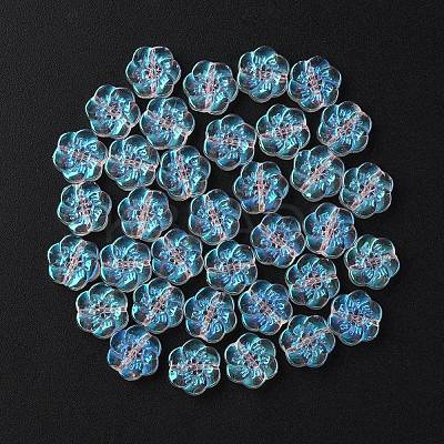 35Pcs Transparent Spray Painted Glass Beads GLAA-YW0001-73A-1