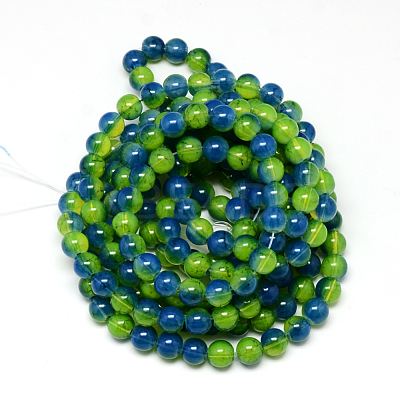Baking Paint Glass Beads Strands X-DGLA-Q023-8mm-DB63-1