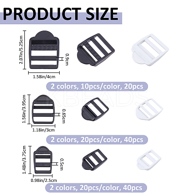 100Pcs 6 Styles POM Plastic Ladder Lock Slider Buckles FIND-FH0016-64-1