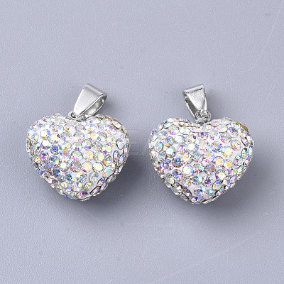 Polymer Clay Rhinestone Pendants RB-S055-11A-1