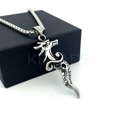 Fashion 304 Stainless Steel Dragon Head Punk Pendant Necklaces for Men TJ5102-1