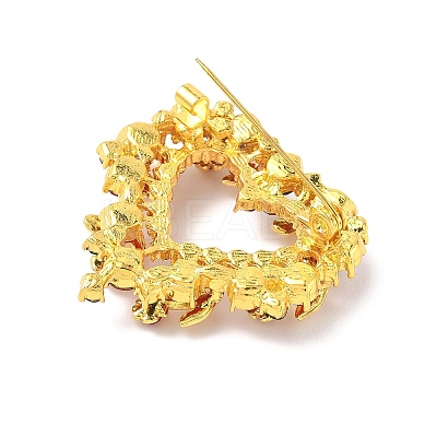 Heart Zinc Alloy Rhinestone Brooches for Backpack Clothes JEWB-R069-01A-G-1