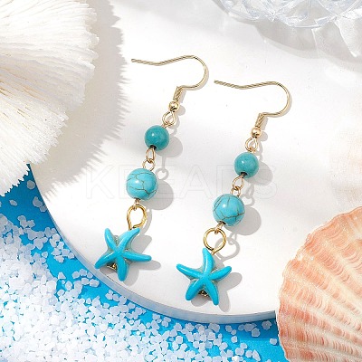 Synthetic Turquoise Dangle Earrings EJEW-JE05849-02-1