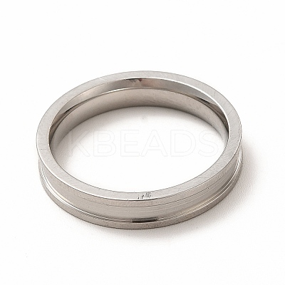 Non-Tarnish 201 Stainless Steel Grooved Finger Ring Settings STAS-P323-11P-1
