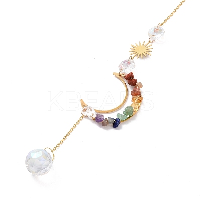 Teardrop & Moon & Sun Glass Hanging Suncatchers LS-HJEW-I011-05G-1