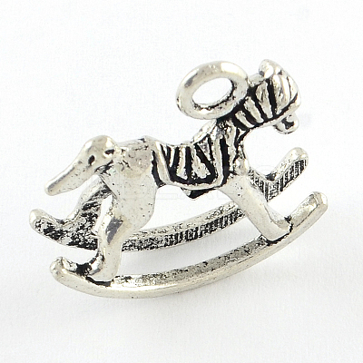 Tibetan Style Rocking Horse Alloy Pendants TIBEP-Q050-20AS-RS-1