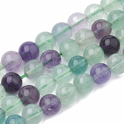 Natural Fluorite Beads Strands G-S333-6mm-006-1