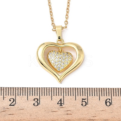 Brass Heart Pendant 304 Stainless Steel Chain Necklaces for Women NJEW-D341-03G-1