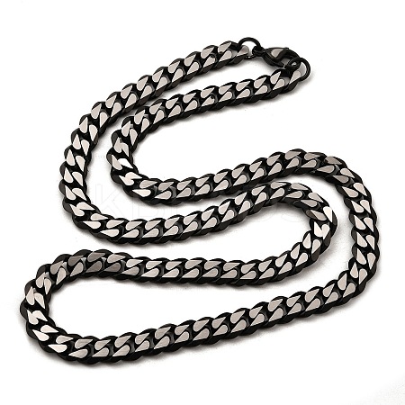 Ion Plating(IP) Matte Style 304 Stainless Steel Cuban Link Chain Necklaces for Men NJEW-B116-05B-1
