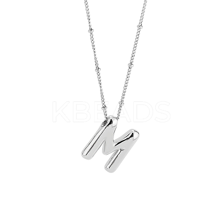 1pc Brass Chain with Alloy Letter Pendants Necklaces NJEW-LP0001-41M-P-1
