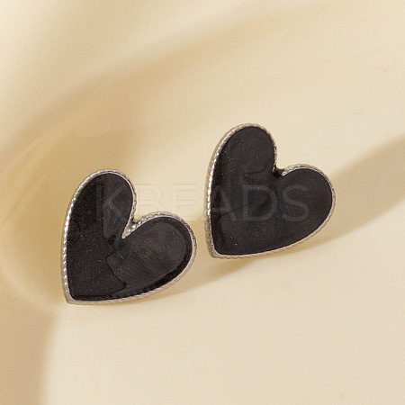 Fashionable 304 Stainless Steel Heart Stud Earrings JW1636-1-1
