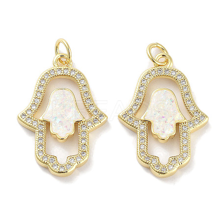 Brass Micro Pave Clear Cubic Zirconia Pendants KK-L213-039G-03-1