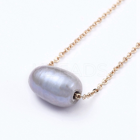 Natural Cultured Freshwater Pearl Pendant Necklaces NJEW-JN02809-02-1