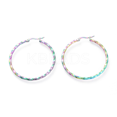 Electroplated 304 Stainless Steel Big Hoop Earrings EJEW-G258-02A-1