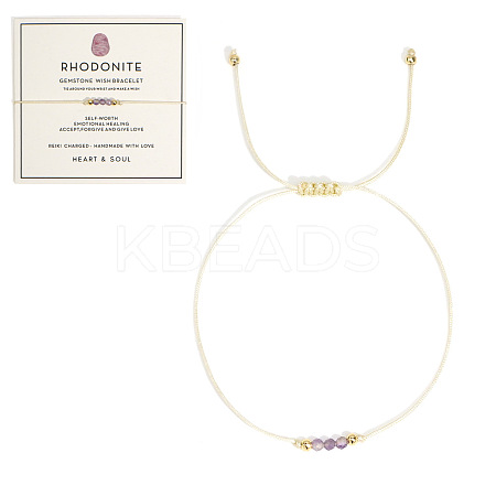 Natural Rhodochrosite Braided Beads Bracelets for Women LU0568-9-1