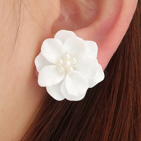 Flower Alloy Resin Stud Earrings FS-WG5AFB8-01-1