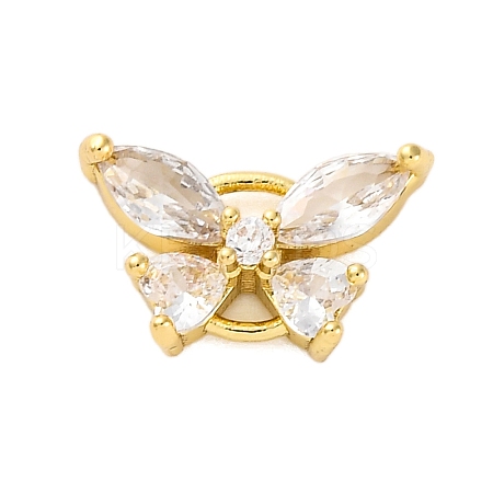 Brass Clear Cubic Zirconia Connector Charms/Links FIND-L019-07G-08-1