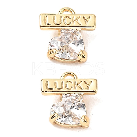 Brass Micro Pave Clear Cubic Zirconia Charm KK-A259-35G-1