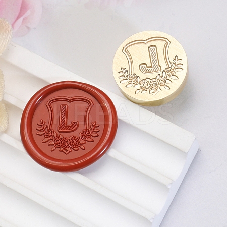 Golden Tone Round Wax Seal Brass Stamp Heads AJEW-Z034-02G-L-1