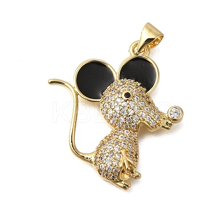 Rack Plating Brass Micro Pave Cubic Zirconia Pendants ZIRC-F142-11G-02-1