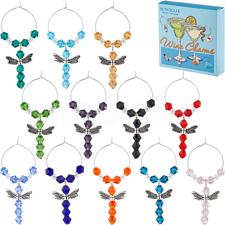 Glass Wine Glass Charms AJEW-SC0002-36-1