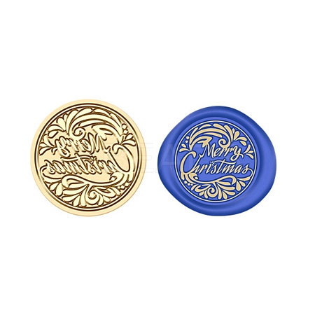 Merry Christmas Wax Seal Brass Stamp Head AJEW-Z031-04G-18-1