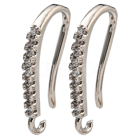 Rack Plating Brass Pave Cubic Zirconia Earring Hooks KK-O143-20P-1