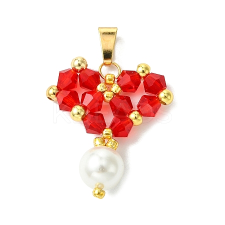 Shell Pearl Beads Glass Pendants PALLOY-MZ00432-02-1