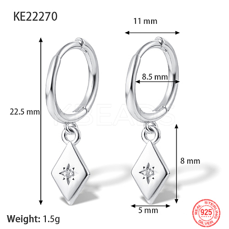 Anti-Tarnish Rhodium Plated Platinum 925 Sterling Silver Dangle Hoop Earrings for Women GN7396-3-1