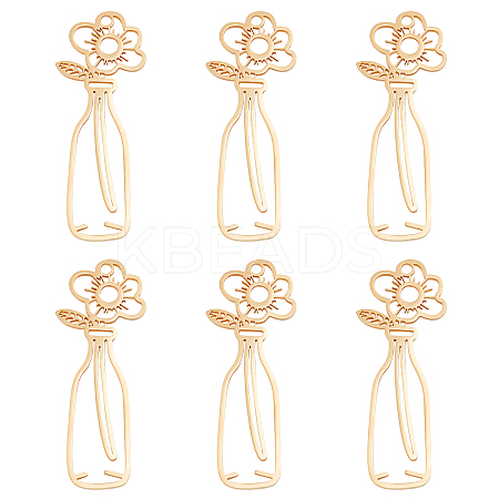 6Pcs 201 Stainless Steel Pendants STAS-UN0034-31-1