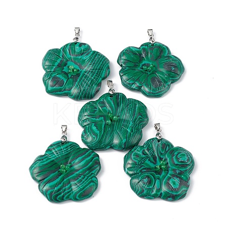Natural Malachite Big Pendants G-B040-01P-12-1