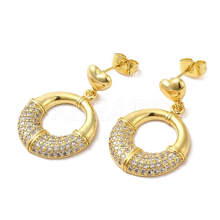 Ring Brass Micro Pave Clear Cubic Zirconia Stud Earrings for Women EJEW-A040-03G-1