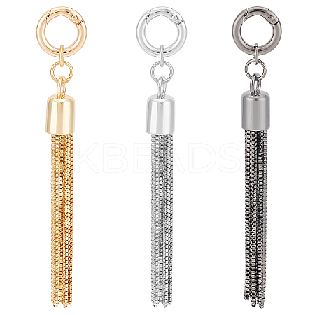 3 Sets 3 Colors  Alloy Keychain Tassel Chain Pendant Decoration HJEW-UN0001-25-1