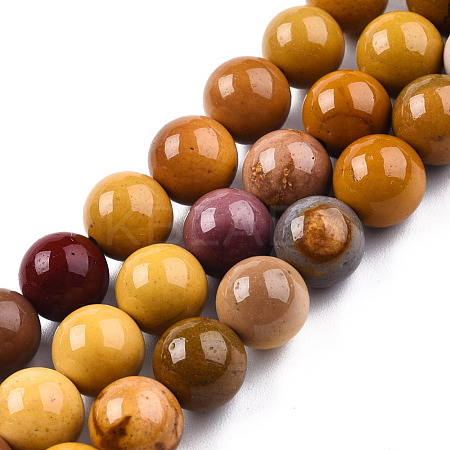 Natural Mookaite Beads Strands X-G-S259-37-8mm-1