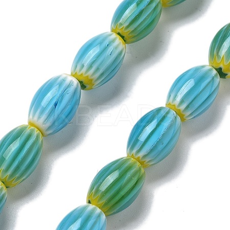 Handmade Millefiori Lampwork Beads Strands LAMP-F035-12H-1