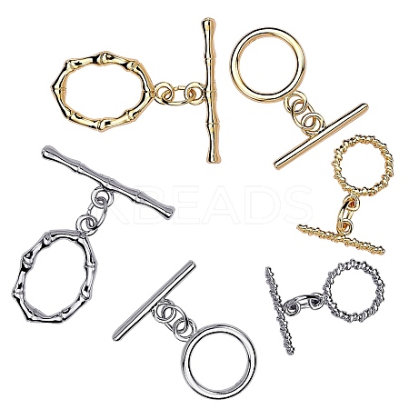 6 Set 3 Style 304 Stainless Steel Toggle Clasps Set STAS-SZ0001-96-1