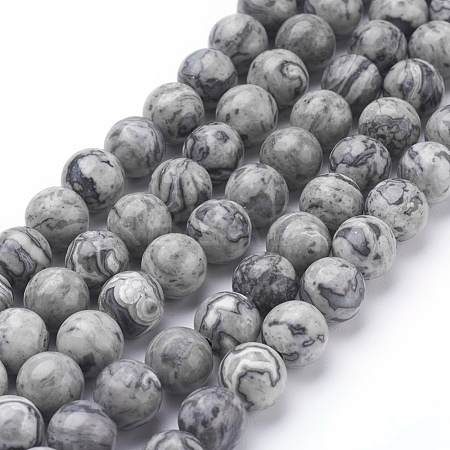 Natural Map Stone/Picasso Stone/Picasso Jasper Beads Strands X-G-G047-8mm-1