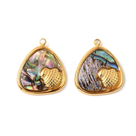 304 Stainless Steel Pave Natural Paua Shell Pendants STAS-Z145-07G-01B-1